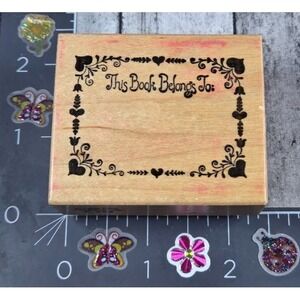 PSX Designs This Book Belongs To E858 Heart Frame Rubber Stamp Wood #P4
